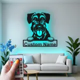 Insegna in metallo LED personalizzata Schnauzer regalo per amanti dei cani decorazione per soggiorno