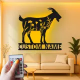 Custom Goat LED Metal Sign | Floral Farmhouse Wall Art | Personalized Animal Lover Gift & Ranch Decor