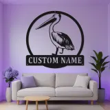 Custom Brown Pelican LED Metal Sign | Coastal Wall Art Decor | Beach House Lighted Nameplate | Personalized Nautical Gift