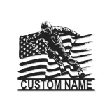 Personalisierte Skifahrer mit amerikanischer Flagge LED-beleuchtetes Metallschild Geschenk für Ski-Enthusiasten Man Cave Dekor