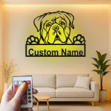 Insegna in metallo LED Bulldog personalizzata regalo per amanti dei cani decorazione per soggiorno 3