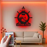 Cartel de metal de faro personalizado | Arte náutico LED personalizado | Decoración para casa de playa y salón