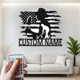 Arte mural LED de metal para jardinero | Cartel de jardín personalizado con bandera de EE. UU. | Decoración personalizada para jardín y patio
