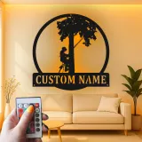 Cartel de metal LED de escalador de árboles regalo personalizado para arboristas decoración de entusiastas del aire libre