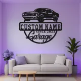 Personalisierte Muscle Car LED-Leuchtschilder | Metall-Wandkunst für die Garage | Individuelle Man Cave Dekoration | Vintage Automobilgeschenk für Papa
