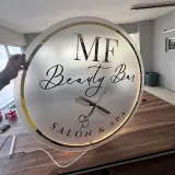 Cartel de neón LED de negocio personalizado | Logo retroiluminado de acrílico y metal | Decoración de pared para salón, estudio y oficina