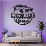 Personalisierte Muscle Car Schild | LED Metall-Wandkunst | Vintage Garagen Dekor | Individuelles Man Cave Geschenk | Lasergeschnittene Autoschilder