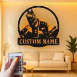 Personalisierte Wolf Berg LED Licht Metall-Wandkunst Geschenk für Naturliebhaber Rustikale Kabinendekoration