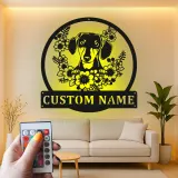 Cartel de metal LED personalizado de Dachshund, regalo para amantes de los perros, decoración para el salón