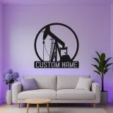 Custom Oil Pump Jack LED Metal Art | Personalized Oilfield Decor | Industrial Man Cave Sign