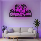 Décoration murale en métal personnalisée Berger Australien avec Rétroéclairage - Cadeau pour Amoureux des Chiens