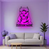 Insegna in metallo LED personalizzata per Pit Bull, regalo per amanti dei cani, decorazione per soggiorno