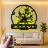 Panneau LED Personnalisé Corbeau | Décoration Murale en Métal | Décor Sauvage Rustique pour Amoureux de la Nature