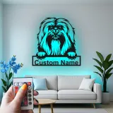 Custom Shih Tzu Led Light Metal Wall Art Personalized Dog Lover Gift Living Room Pet Decor