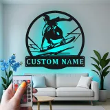 Lumière personnalisée pour skateur | Décoration murale en métal avec nom personnalisé | Cadeau de skateboard pour la décoration de chambre d'ado
