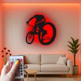 Insegna in Metallo per Mountain Biker Personalizzata | Arte da Parete LED per Ciclisti | Regalo per MTB e Decorazione Garage