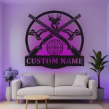 Custom Hunting Led Light Metal Wall Art Personalized Gift for Hunters Man Cave or Cabin Decor