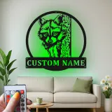 Décoration murale en métal LED personnalisée avec raton laveur - Cadeau faune pour les amoureux de la nature - Décor de cabane rustique 1