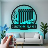 Insegna in metallo personalizzata a forma di pan flute | Arte murale musicale con LED | Regalo personalizzato per musicisti | Decorazioni per studio