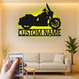 Custom Motorcycle Led Light Metal Wall Art Personalized Biker Gift for Him Garage or Man Cave Decor