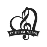 Panneau note de musique personnalisé | Décoration murale en métal LED sur mesure | Cadeau romantique pour musicien | Décor cœur et clé de sol