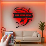 Custom Shark Led Light Metal Wall Art Personalized Gift for Ocean Lovers Unique Man Cave Decor