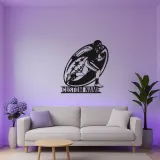 Insegna personalizzata con giocatore di football | Decorazione murale in metallo LED personalizzata | Arredo camera ragazzi e regalo per atleta | Luce sportiva per man cave