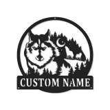 Custom Wolf Forest Scene Led Light Metal Wall Art Personalized Nature Lover Gift Rustic Cabin Decor