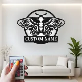 Luna Moth LED Metal Wall Art | Personalized Butterfly Sign | Custom Nature Decor for Boho & Biophilic Interiors | Garden Lover Gift