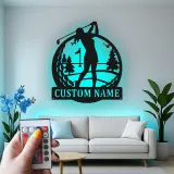 Personalisierte Golf-Schild mit LED-Beleuchtung | Metall-Wandkunst für das Spielzimmer | Golfer Geschenk für Ihn oder Sie