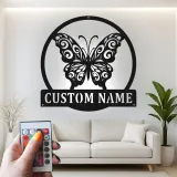 Décoration murale en métal LED personnalisée en forme de papillon - Cadeau pour elle pour la chambre ou le salon