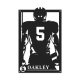 Cartel de metal personalizado de jugador de fútbol americano | Decoración deportiva LED personalizada | Arte mural para sala de juegos | Regalo para deportistas