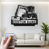 Personalisierte LED-Metall-Wandkunst mit Bagger-Motiv – Geschenk für Bauprofis, Garage oder Werkstatt 3