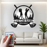 Enseigne de golf personnalisée avec LED | Décoration murale en métal sur mesure pour man cave | Cadeau pour couple golfeur 19e trou