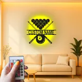 Décoration murale en métal personnalisée avec rétroéclairage pour billard - Cadeau pour joueurs de billard