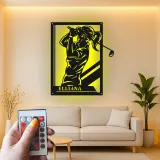 Insegna in metallo personalizzata per golfista femminile con luce LED