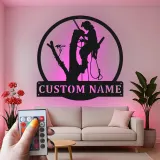 Personalisierte LED-beleuchtete Metall-Wandkunst Baumkletterer Einzigartiges Geschenk für Arboristen