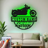 Cartel de metal LED personalizado de motocicleta, regalo de garaje para él, decoración de man cave