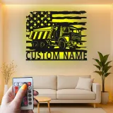 Insegna in metallo LED personalizzata a tema camion ribaltabile regalo per appassionati di camion decorazione per garage o man cave 5
