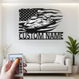 Insegna in metallo personalizzata per Jet Ski con LED | Insegna con nome per imbarcazione per casa al lago | Regalo per appassionati di nautica e decorazione per garage