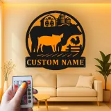 Cartel LED de Animales de Granja Personalizado | Decoración Mural de Metal Personalizada | Decoración Rústica de Establo para Regalo de Granja