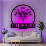 Décoration murale en métal LED personnalisée Libellule Cadeau pour amoureux de la nature Décor de chambre ou de salon 2