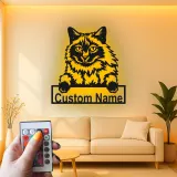 Décoration murale en métal personnalisée avec chat Maine Coon, rétroéclairage LED, cadeau pour amoureux des animaux, décoration de salon