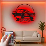 Insegna in metallo LED personalizzata per auto sportive - Regalo per appassionati di auto, decorazione per garage o stanza da uomo