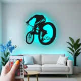 Insegna in Metallo per Mountain Biker Personalizzata | Arte da Parete LED per Ciclisti | Regalo per MTB e Decorazione Garage