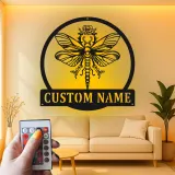 Décoration murale en métal LED personnalisée Libellule Cadeau pour amoureux de la nature Décor de chambre ou de salon 2