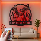 Insegna in metallo LED personalizzata con libellula, regalo per amanti della natura, decorazione per giardino o patio