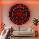 Cartel de metal LED personalizado de rosa de los vientos Regalo náutico para viajeros Decoración de sala de estar u oficina