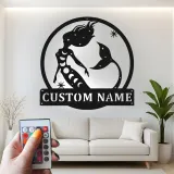 Arte mural de sirena personalizada | Letrero LED de metal a medida para habitación de niña | Decoración náutica mística con nombre