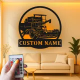 Cartel de metal LED personalizado de cosechadora de cereales Regalo para agricultores Decoración rústica de granja